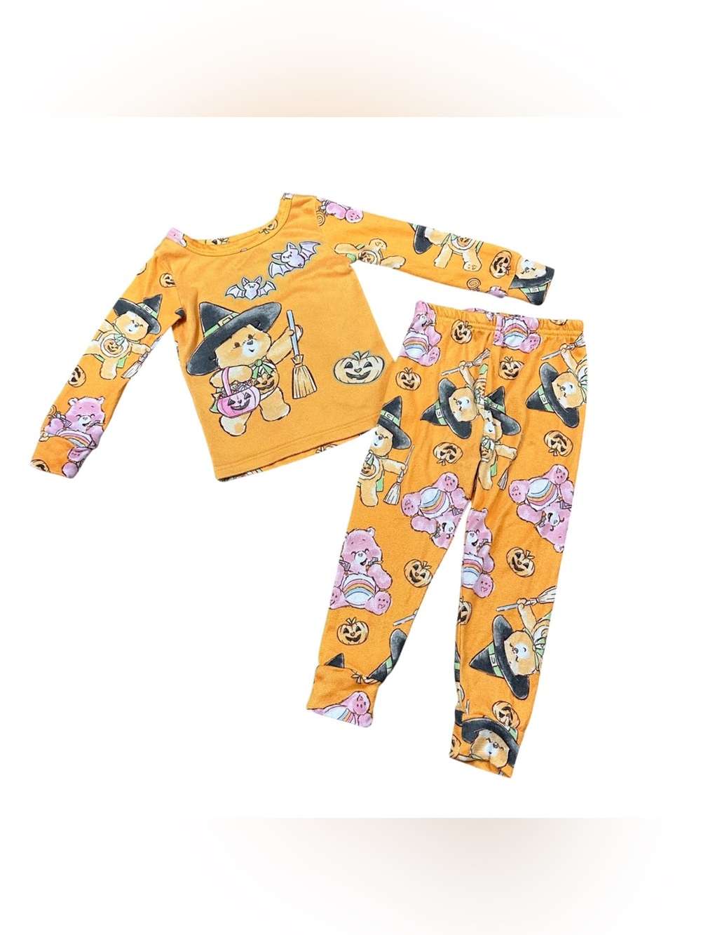 Care Bears Halloween Pajama Set 3T Witch Pumpkin Orange 2 Piece PJs